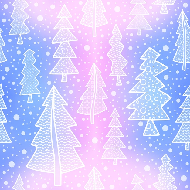 Naadloos patroon van kerstbomen vector achtergrond winter thema