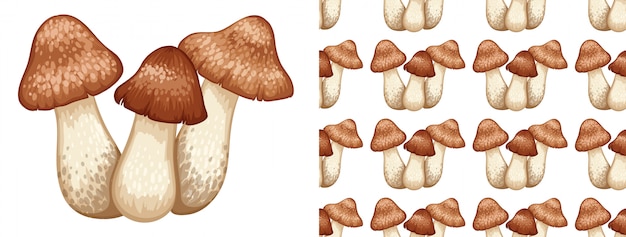 Vector naadloos patroon van paddestoelen op wit