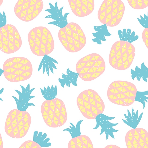 Naadloos patroon van pastel ananas met geometrische ornament