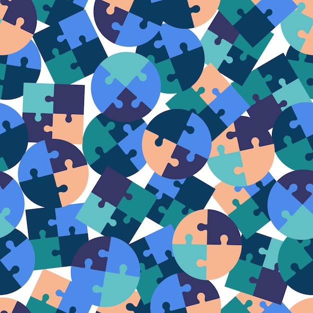 Vector naadloos patroon van stukjes vectorpuzzel in verschillende kleuren