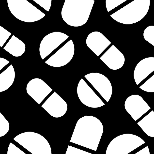 Naadloos patroon van vitaminen tabletten pillen en capsules Medische achtergrond Vector illustratie