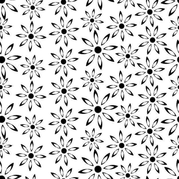 Naadloos patroon van zwarte en witte madeliefjebloemen abstracte banner Vectorillustratie