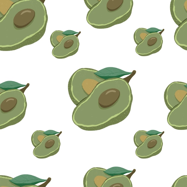 Naadloos patroon Vers fruit avocado hand getrokken