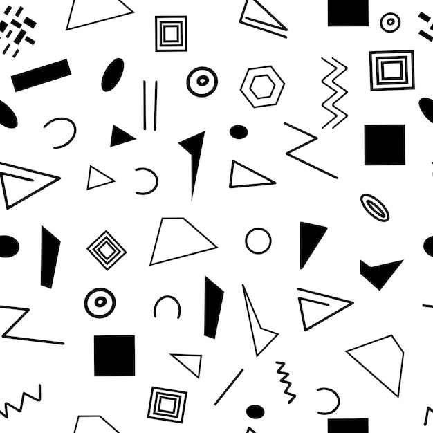 Naadloos patroon, verschillende geometrische vormen op een witte achtergrond - Vectorillustratie