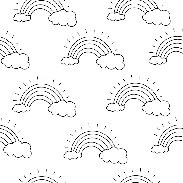 Vector naadloos regenboogpatroon in doodle-stijl vectorillustratie voor uw ontwerp