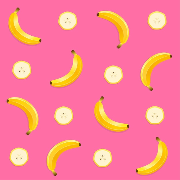 Naadloos roze patroon met bananen