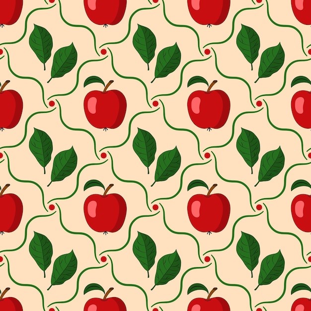 Naadloos ruitpatroon met rode appels in diagonaal golvend raster Goed voor huisdecoratie in de keuken