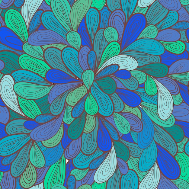 Naadloos vector blauw patroon met abstracte tekening druppelvormen