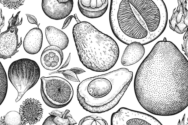 Naadloos vectorpatroon met exotisch fruit