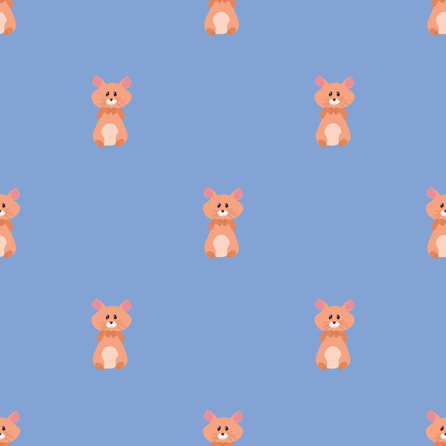 Naadloos vectorpatroon met hamsters op een blauwe achtergrond