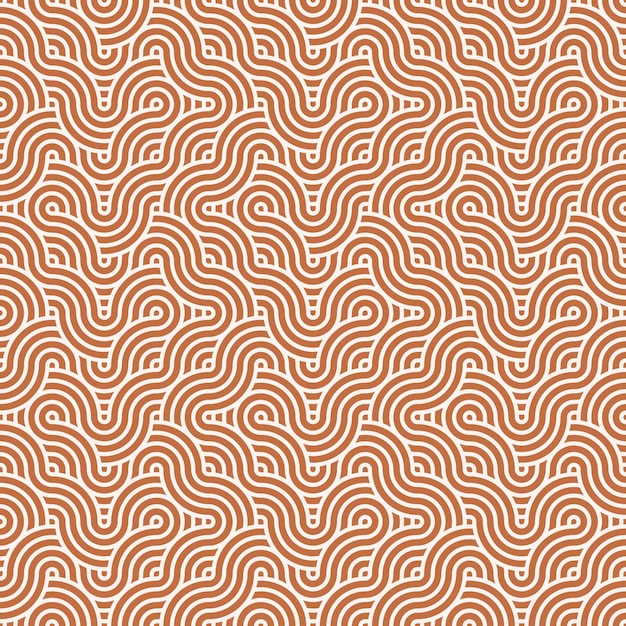 Naadloze abstracte geometrische bruine Japanse overlappende cirkels lijnen en golven patroon