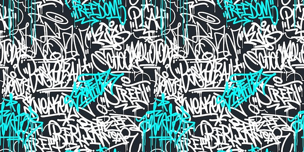 Naadloze Abstracte Hip Hop Street Art Graffiti Stijl Stedelijke Kalligrafie Vector Illustratie Achtergrond Art