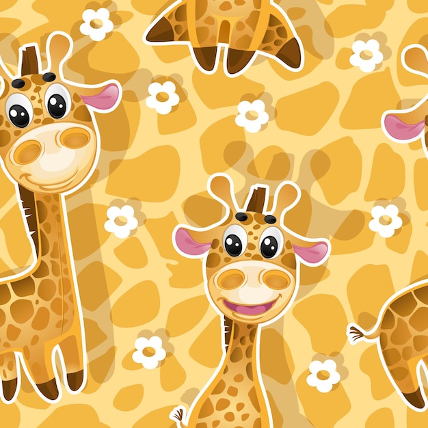 Naadloze achtergrond met baby giraffen