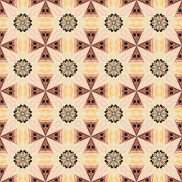 Vector naadloze achtergrond retro tuin natuur aboriginal bloemen damast traditionele patroon art