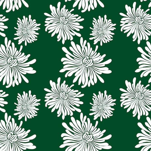 Vector naadloze achtergrond van decoratieve witte chrysanten