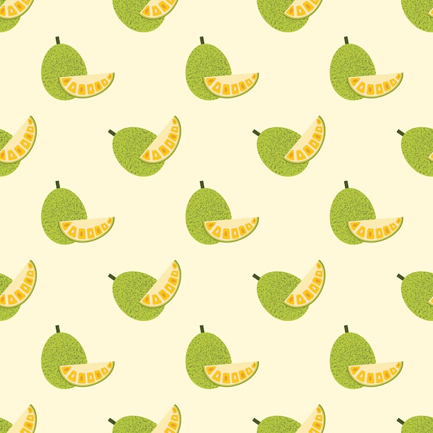Naadloze achtergrondafbeelding kleurrijke tropische vruchten jackfruit