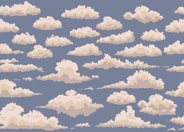 Vector naadloze afbeelding van blauwe achtergrond met vintage wolken.