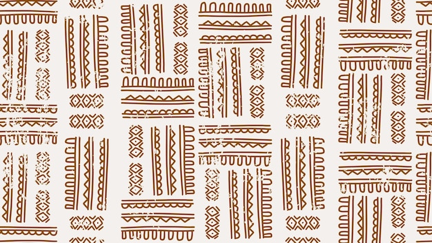 Naadloze Afrikaanse doodle strepen tekening patroon Vector hand getrokken bruin
