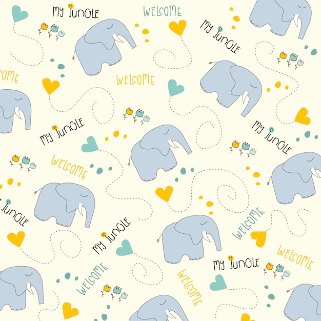 Naadloze baby olifant patroon