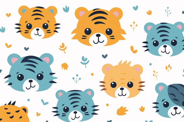 naadloze baby tijger patroon vector