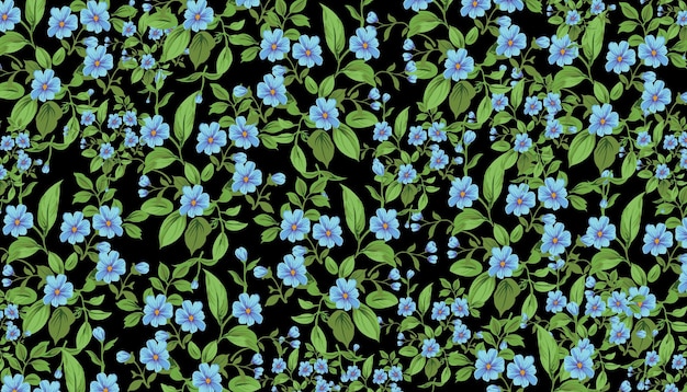 Naadloze bloemenpatroon met abstracte bloemen takken met bladeren, bloesem bloemen en bessen.