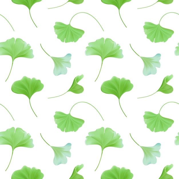 Naadloze bloemmotief met realistische Japanse gingko biloba bladeren, vintage pastel groene textuur voor ontwerp, stof print, behang in vector