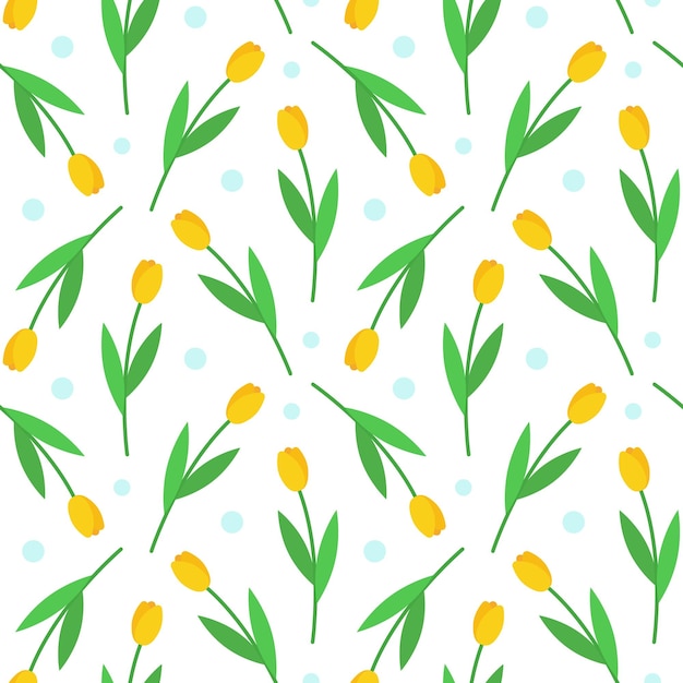 Naadloze bloemmotief. Vector illustratie sieraad van lente gele tulpen.