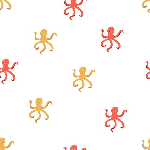 Naadloze cartoon schattige octopus patroon Wallpaper achtergrond voor kinderen Vector illustratie van zeedieren