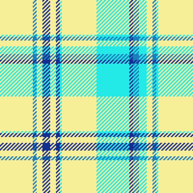 Naadloze controletextuur van patroontextielachtergrond met een geruite vector van tartanstof in gele en blauwgroen kleuren