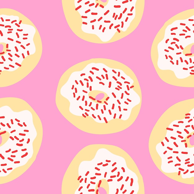 Naadloze donuts patroon in cartoon vlakke stijl