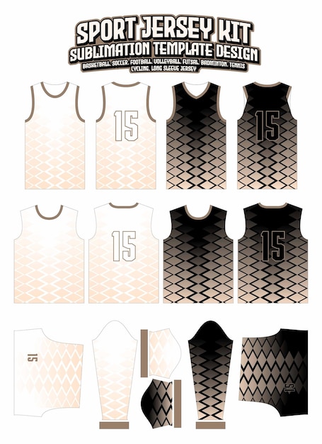 Naadloze driehoek gradiënt Jersey ontwerpsjabloon voor sportkleding lay-out