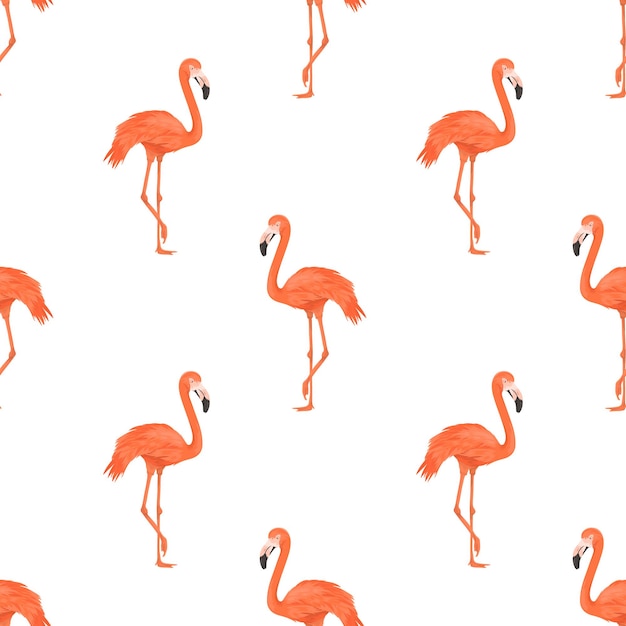 Naadloze Flamingo Bird Patroon Herhaalde Tropische Dierlijke Achtergrond Platte Vector Illustratie Afrika Savanne Exotische Vogels Zomer Flamingo Patroon Tropic Concept