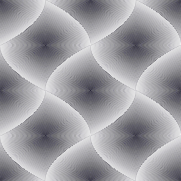 Vector naadloze geometrische patroon. geometrische eenvoudige mode stof print. vector herhalende tegeltextuur. overlappende cirkels funky thema. enkele kleur, zwart en wit. bruikbaar voor stof, behang, verpakking