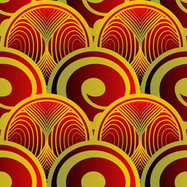 Naadloze gestructureerde abstracte achtergrond in rood met gele strepen