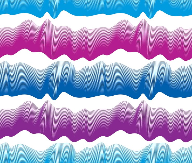 Vector naadloze golvenpatroon, vector water loopneus kromme lijnen abstract herhalen eindeloze achtergrond, kleurrijke ritmische golven.