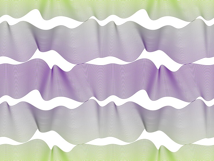 Vector naadloze golvenpatroon, vector water loopneus kromme lijnen abstract herhalen eindeloze achtergrond, kleurrijke ritmische golven.