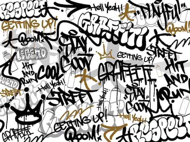 Naadloze graffiti kunst illustratie patroon