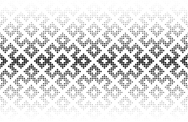 Naadloze halftone vector achtergrond. Gevuld met zwarte cirkels. Midden vervagen. Gebaseerd op Russisch traditioneel ornament.