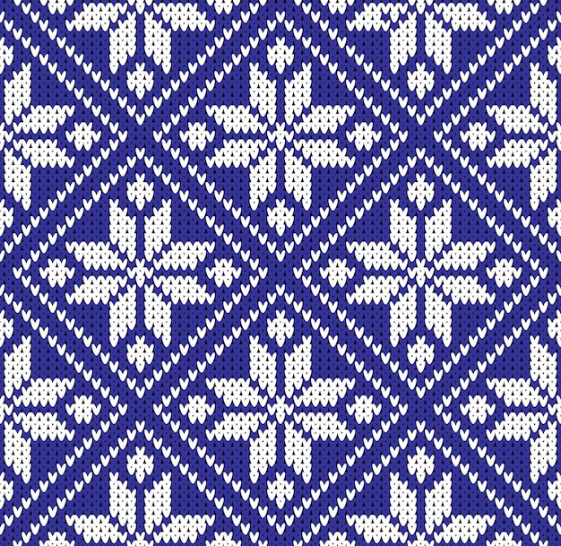 Naadloze kerst winter trui noorwegen blauw wit patroon vectorillustratie