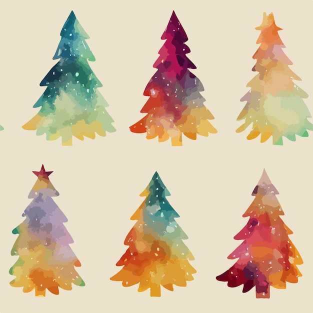 Naadloze kerstboom decoratie aquarelle boom eindeloze patroon Multicolor