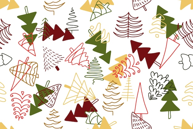 Naadloze kerstboom patroon eenvoudige kinderen ontwerpen textiel print vectorillustratie