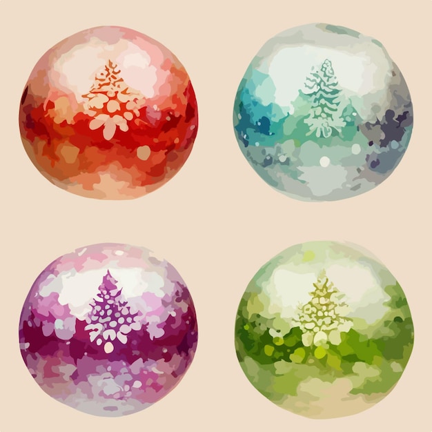 Vector naadloze kerstversiering bubbels aquarel xmas ballen eindeloos patroon multicolor