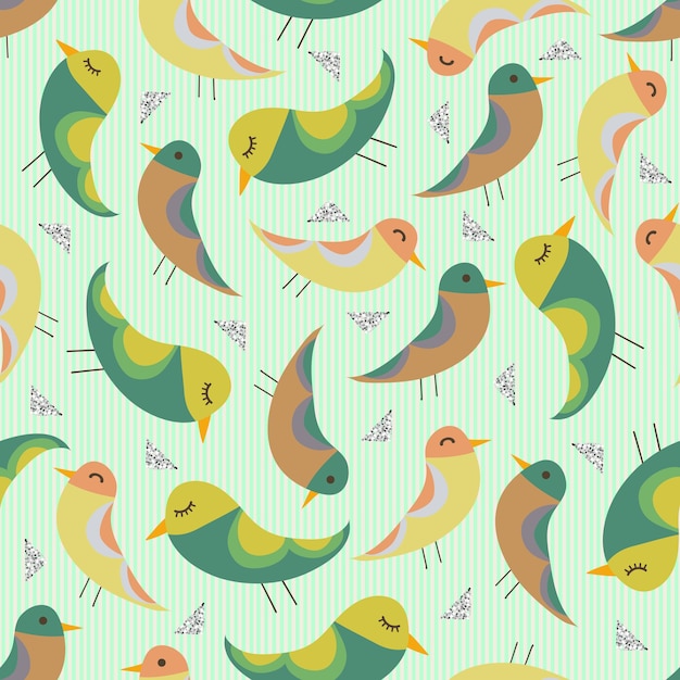 naadloze kleurrijke handgetekende vogels