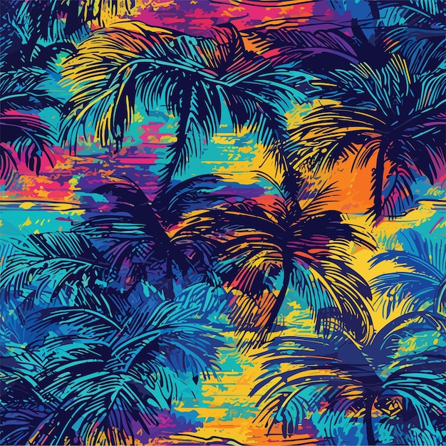 Naadloze kleurrijke Hawaii palmen patroon