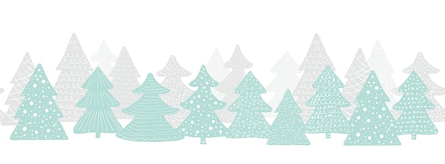 Naadloze lange banner met kerstbomen Forest achtergrond Scandinavische vectorillustratie