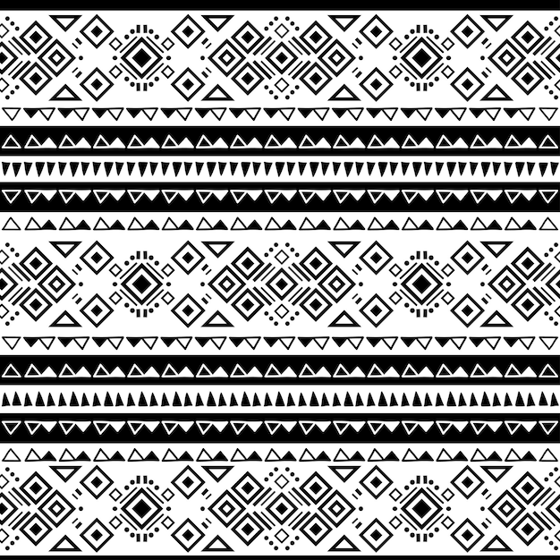 Naadloze navajo tribal zwart-wit patroon etnische vector ornament