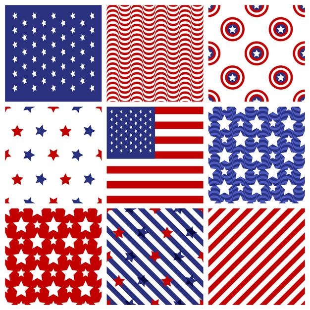Naadloze patronen in traditionele Amerikaanse kleuren