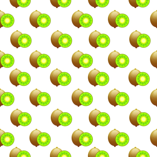 Naadloze Patroon Abstracte Elementen Groene Kiwi Voedsel Vector Design Stijl Achtergrond