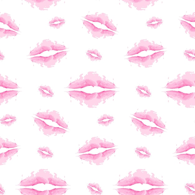 Naadloze patroon abstracte penseelstreken in de vorm van lippen in trendy roze tinten in aquarel