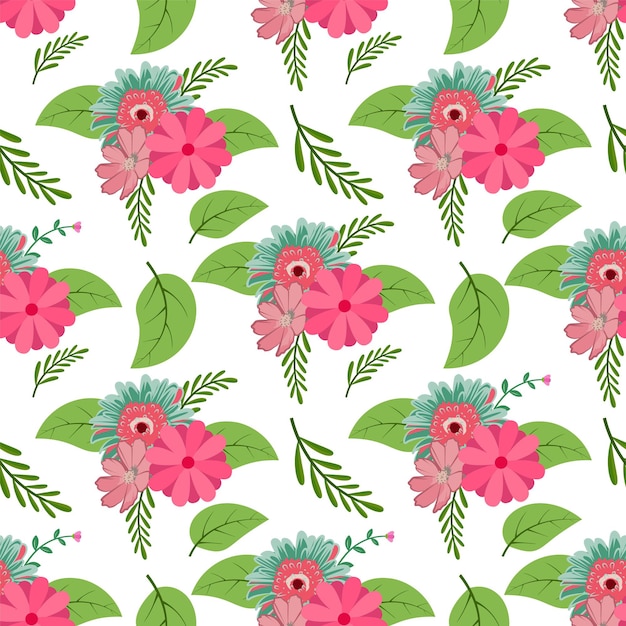 Naadloze patroon achtergrond in bloemen tropische bloem vlakke stijl Vector Design